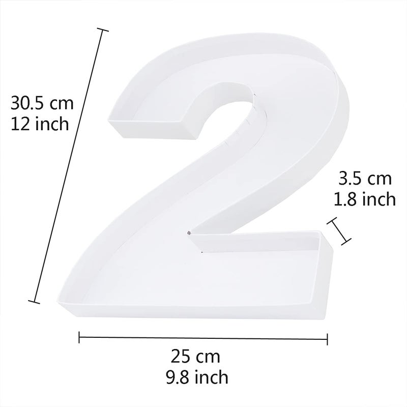 WENPACK 12"" Cardboard Number Shaped Mache Decorative Strawberries Fillable Sweets Candy Box with Clear Lid (White  2) - Image 5