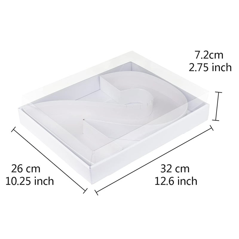 WENPACK 12"" Cardboard Number Shaped Mache Decorative Strawberries Fillable Sweets Candy Box with Clear Lid (White  2) - Image 4