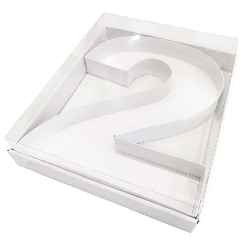 WENPACK 12"" Cardboard Number Shaped Mache Decorative Strawberries Fillable Sweets Candy Box with Clear Lid (White  2) - Image 1