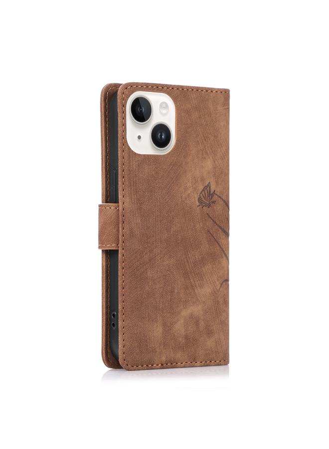 S-TOP Case For iPhone 14 Orchid Butterfly Embossed Leather Phone Case - Image 3