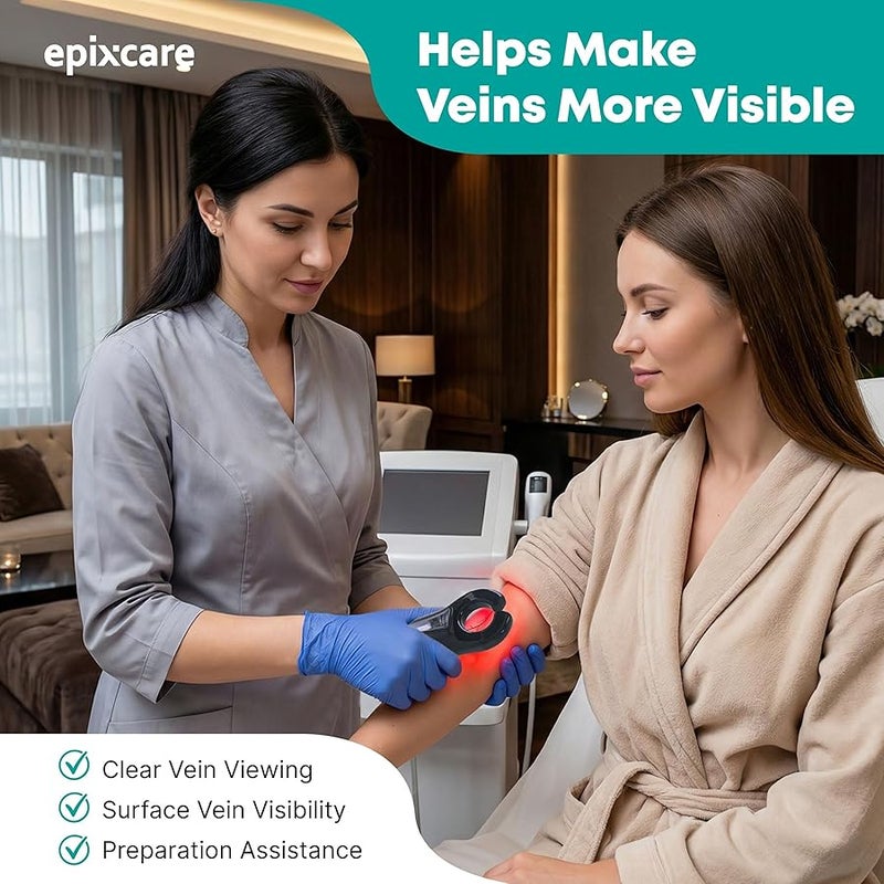 EpixCare Vein Finder for IV Access - Handheld Portable LED Light Veins Viewer for Phlebotomy Nurses Nursing Student - USB Rechargeable Transilluminator Device Skin Vein Locator Flashlight Clinics Home - Image 2