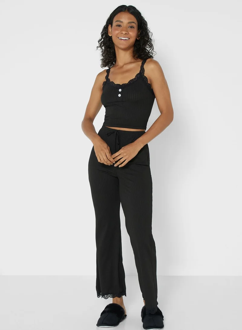 Ginger Ribbed Tank & Long Pyjama Bottom
