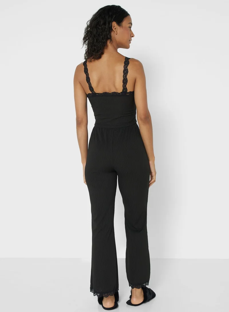 Ginger Ribbed Tank & Long Pyjama Bottom