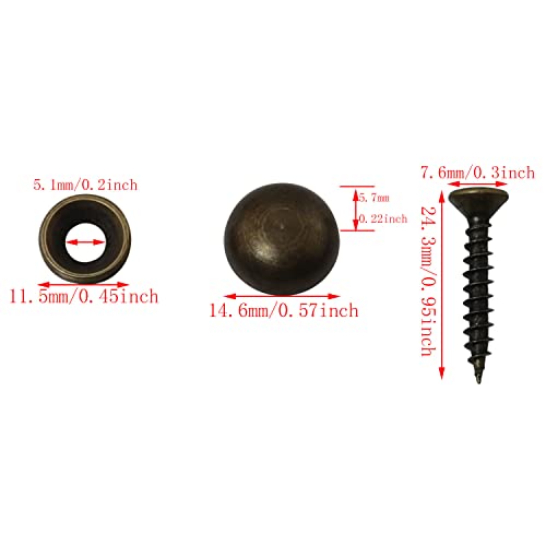 DGBRSM 8pcs Pure Brass Decorative Screws with Caps Used as Mirror Screw Mirror Fixing Screws Cover Self-Tapping Screws (15mm, Bronze) - Image 2
