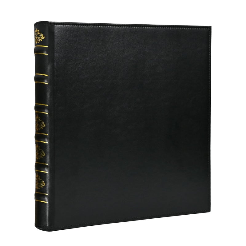 LETVPVOW Vintage Hardback 3 Ring Binder 1 Inch, Professional Leather Binder 3 Ring, Three Ring Binders Fits 8.5" x 11", D Ring Binders for Photo Album, Home, School and Office Supplies- Black - Image 1