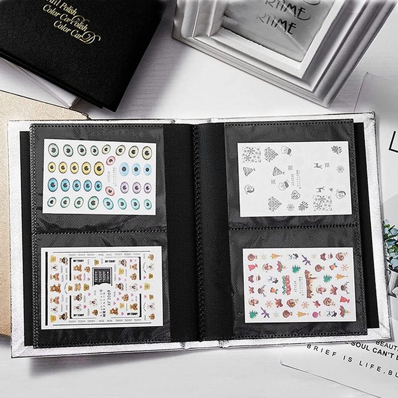 Sonew Nail Sticker Display Book - Nail Stickers Storage Albums Nail Sticker Collection Albums Nail Decals Storage Book DIY Nail Art Stickers Holder Decal Collecting Albums(01)