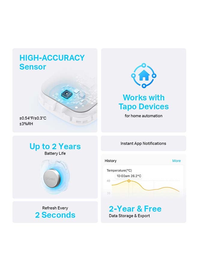 TP-LINK Tapo T310 Smart Temperature And Humidity Sensor White - Image 2