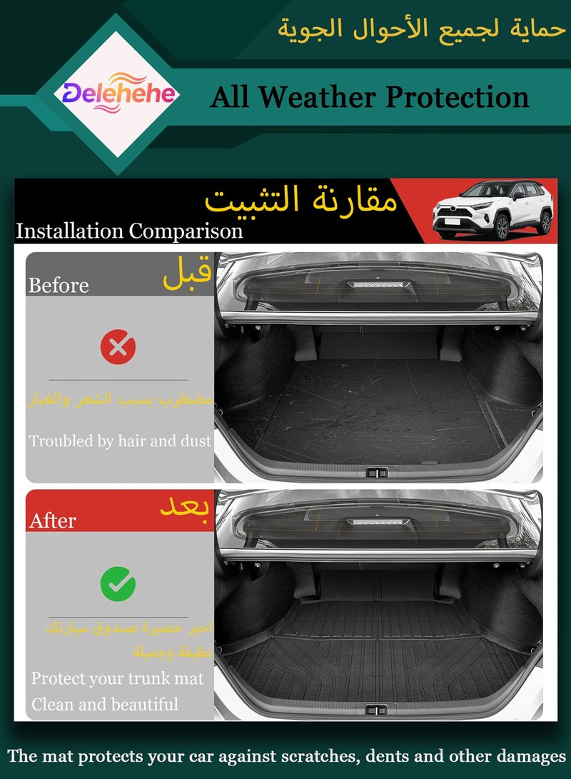 Delehehe RAV4 Cargo Liner - Trunk Mat for Toyota RAV4 2019-2024 2025,Custom Fit Car Trunk Mat,All Weather Cargo Mat for RAV4 Accessories,100% Protection TPE - Easy-to-Wash - Image 2