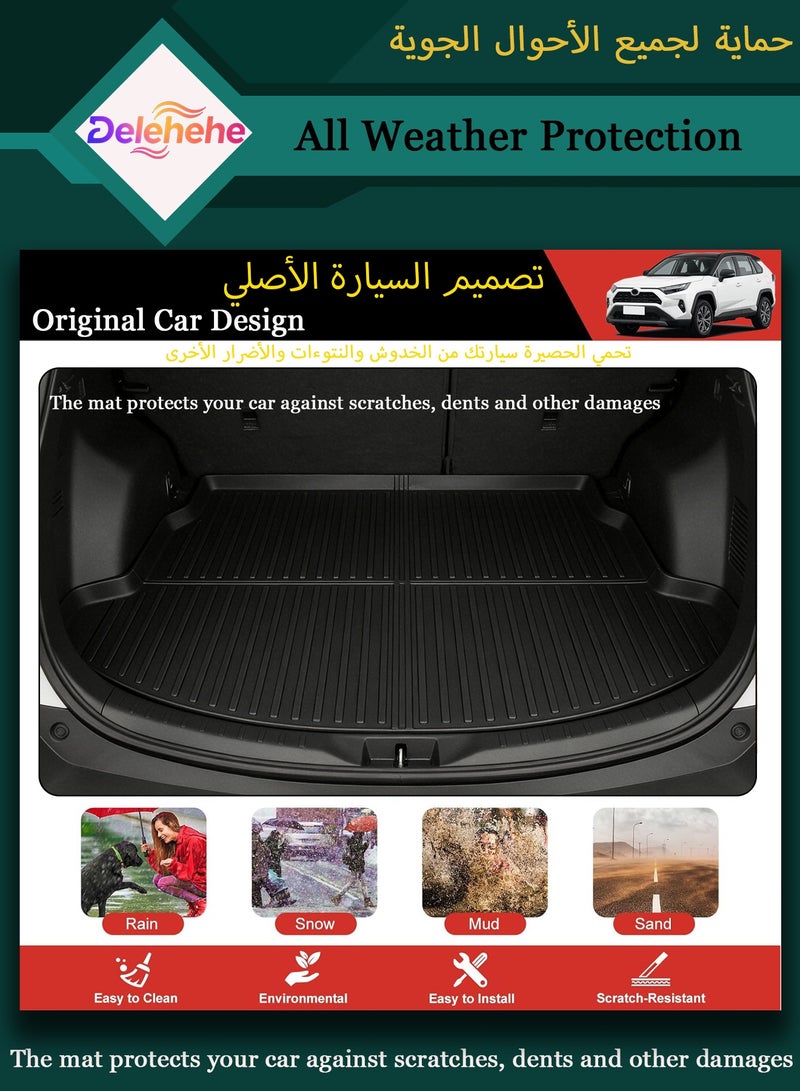 Delehehe RAV4 Cargo Liner - Trunk Mat for Toyota RAV4 2019-2024 2025,Custom Fit Car Trunk Mat,All Weather Cargo Mat for RAV4 Accessories,100% Protection TPE - Easy-to-Wash - Image 3