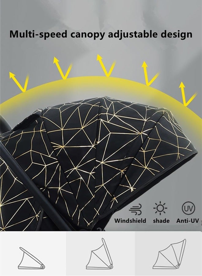 تيان روي عربية أطفال فاخرة قابلة للطي بيد واحدة - خفيفة الوزن مع مظلة كبيرة وعجلات 4 اتجاهات | مقعد متعدد الوضعيات | مناسبة للسفر والطيران (من الولادة حتى الطفولة) - Image 2