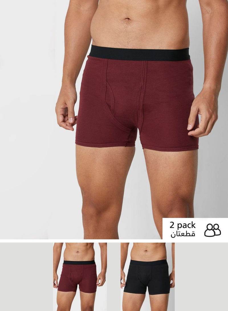 Seventy Five Basics 2 Pack Contrast Band Trunks With Antibacterial Finish  - Image 1