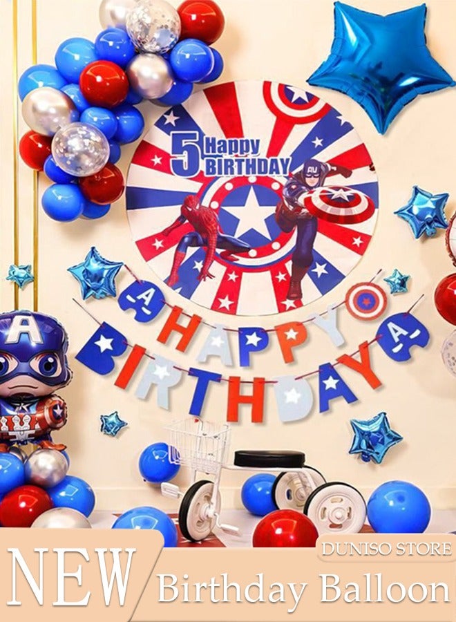 DUNISO Marvel Theme Birthday Decorations for Adult and Kids Happy Birthday Party Decorations Happy Birthday Banner and Balloon Birthday Balloon Letters - Image 1