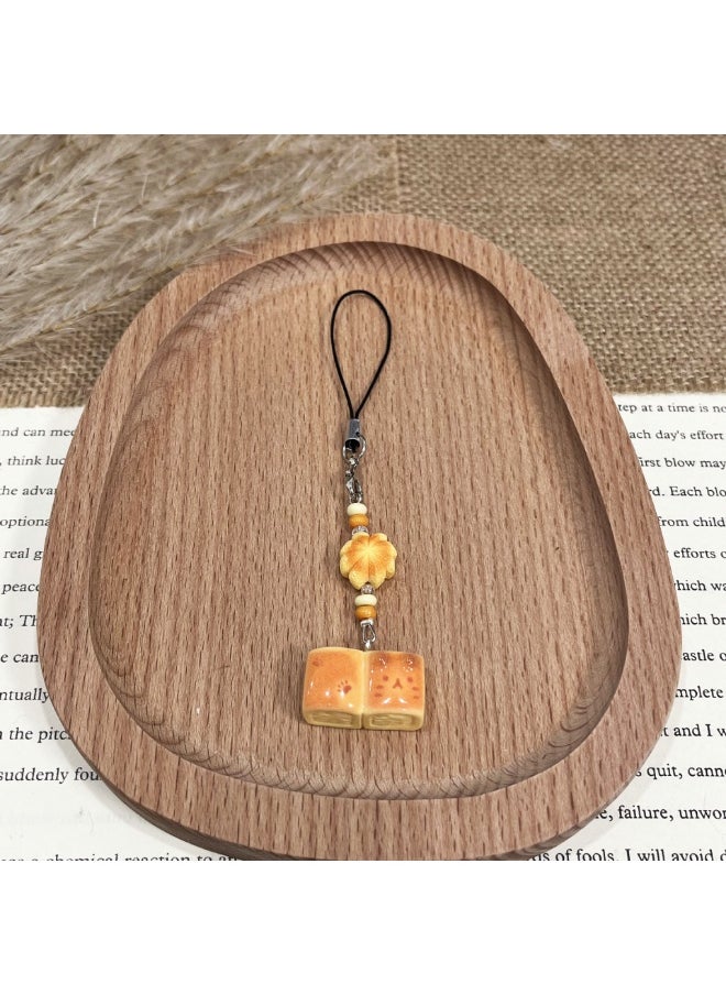 NIBEMINENT Phone Charm/ Chain Strap for Women Girls, Little Bear Bread Toy Cell Phone Case Lanyard Wrist Strap 