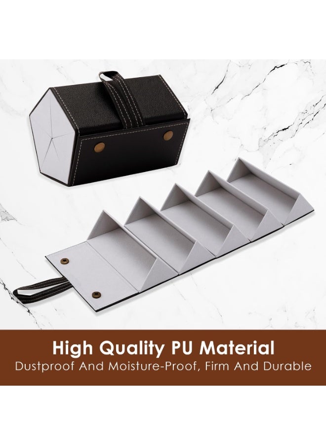 Copper Industries 5-Slot Sunglasses Organizer – Foldable Hanging Glasses Case – Black Faux Leather - Image 4
