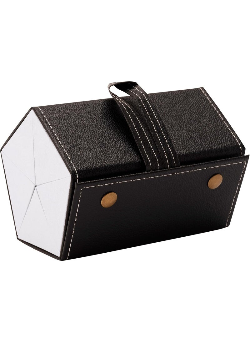 Copper Industries 5-Slot Sunglasses Organizer – Foldable Hanging Glasses Case – Black Faux Leather - Image 1