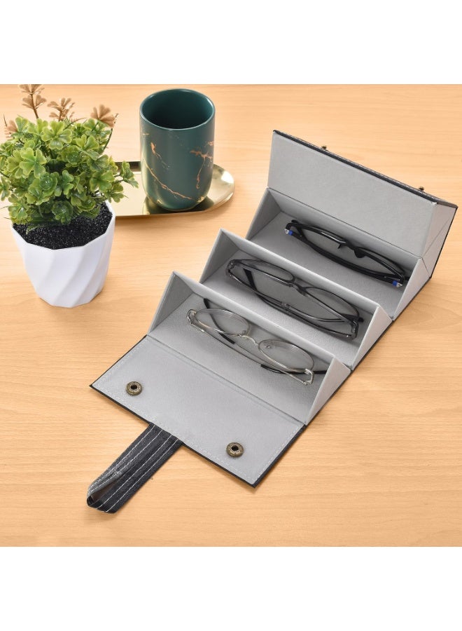 Copper Industries 5-Slot Sunglasses Organizer – Foldable Hanging Glasses Case – Black Faux Leather - Image 5