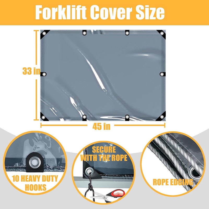 Amerbro Universal Tinted Clear Forklift Cover - UV Protection Rain Canopy - Heavy Duty Waterproof Vinyl - 33 x 45in - Image 2