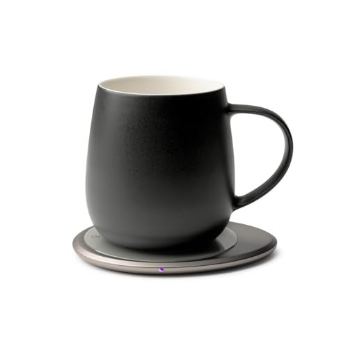 OHOM Ui 3 Self-Heating Mug Set – Inkstone Black | 12 fl oz / 355 mL Ceramic Coffee & Tea Mug Set with Heating Pad - Image 1