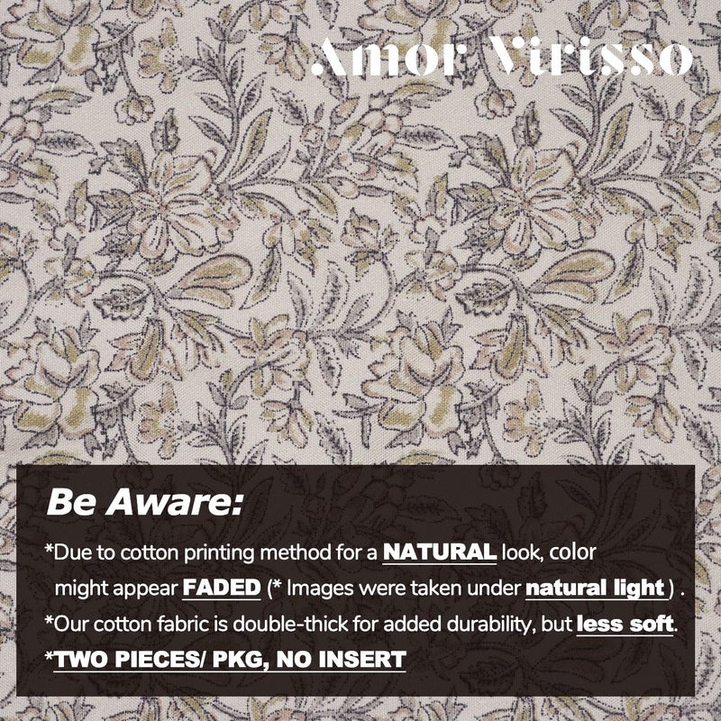 Amor Virisso Floral Throw Pillow Covers 20x20 Set of 2 Vintage Block Print Pillow Covers Decorative Pillow Covers Couch Pillows for Living Room Farmhouse Accent Sofa Pillows, Yellow/Sand - Image 5