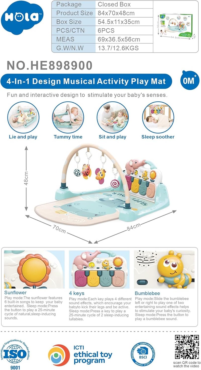 HOLA 4-in-1 Large Activity Center Play Mat for Babies - Image 2