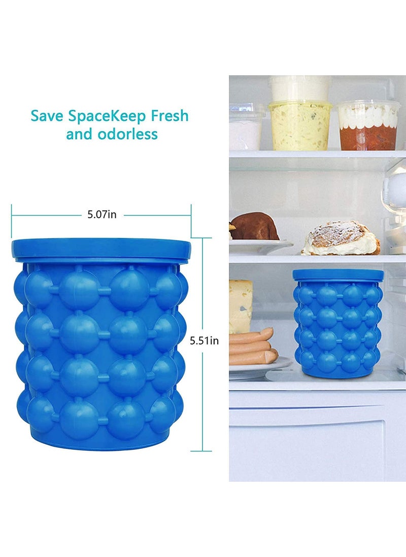 HMV MALL - HMV MALL Silicone Ice Cube Bucket The Revolutionary Space Saving Cube Maker 2 in 1 Ice Cube Maker RoundPortablefor Frozen Whiskey Cocktail Beverages - Image 1