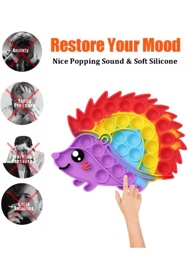 Push Pop Bubble Fidget Toy Silicone Animal Sensory Squeeze Toy Stress Relief Anti-Anxiety ADHD Autism Special Fidget Popper Gift for Kids and Adults Hedgehog C  - Image 4