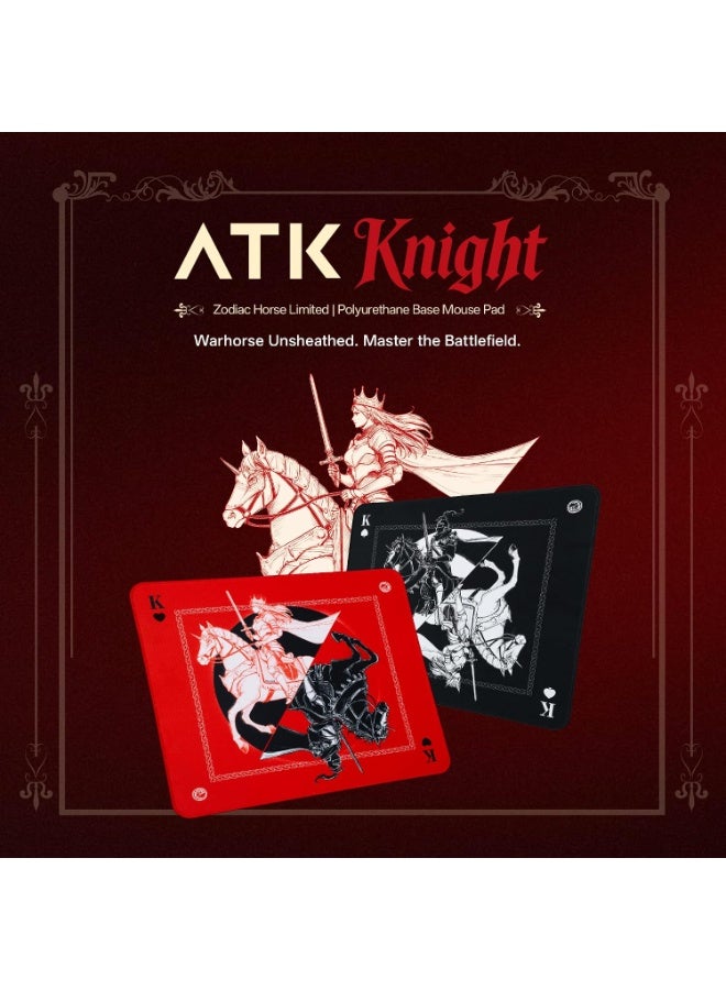 ATK Knight Zodiac Horse Gaming Mouse Pad, Original Illustration, Ultra-Narrow Recessed Edge, Durable Soft Non-Slip Poron Base, Optimized for Gaming Sensors, for Gamer, Office & Home, 490×420×4mm - Red - Image 2