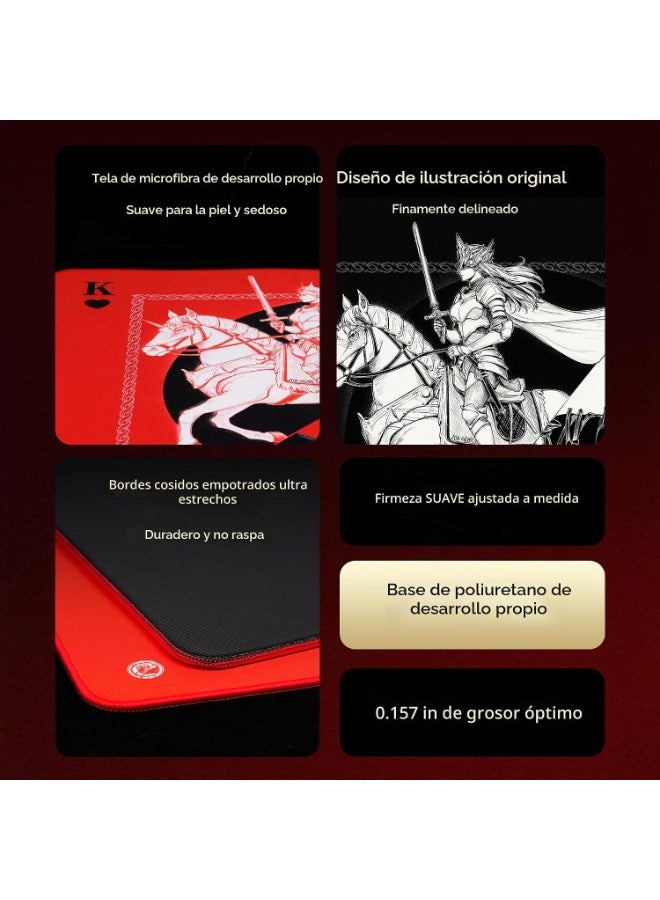 ATK Knight Zodiac Horse Gaming Mouse Pad, Original Illustration, Ultra-Narrow Recessed Edge, Durable Soft Non-Slip Poron Base, Optimized for Gaming Sensors, for Gamer, Office & Home, 490×420×4mm - Red - Image 4