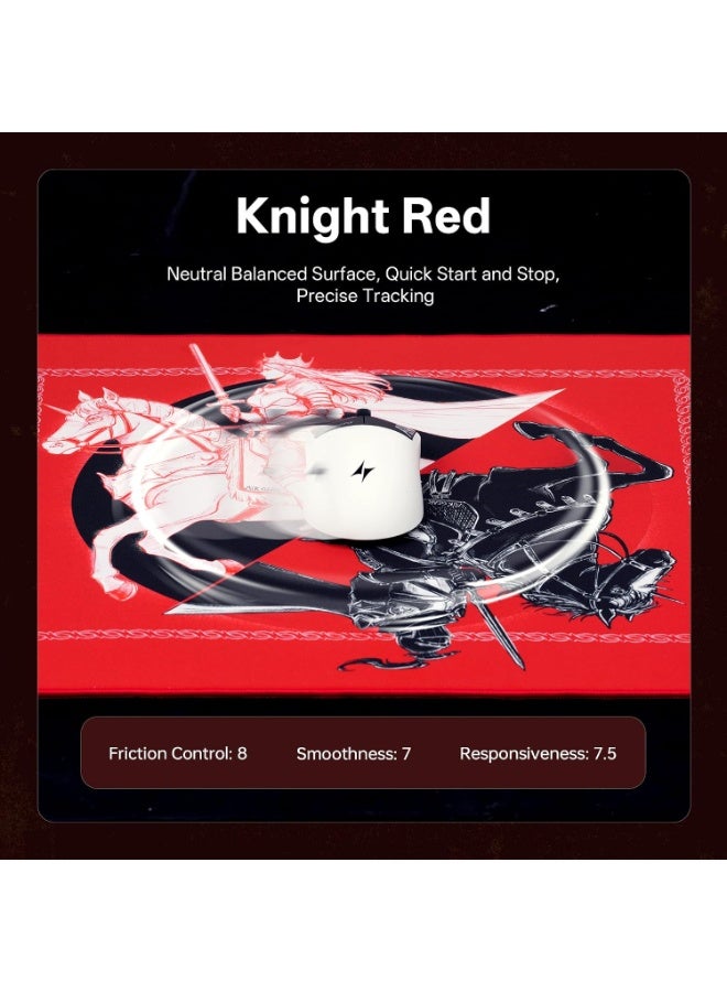 ATK Knight Zodiac Horse Gaming Mouse Pad, Original Illustration, Ultra-Narrow Recessed Edge, Durable Soft Non-Slip Poron Base, Optimized for Gaming Sensors, for Gamer, Office & Home, 490×420×4mm - Red - Image 5