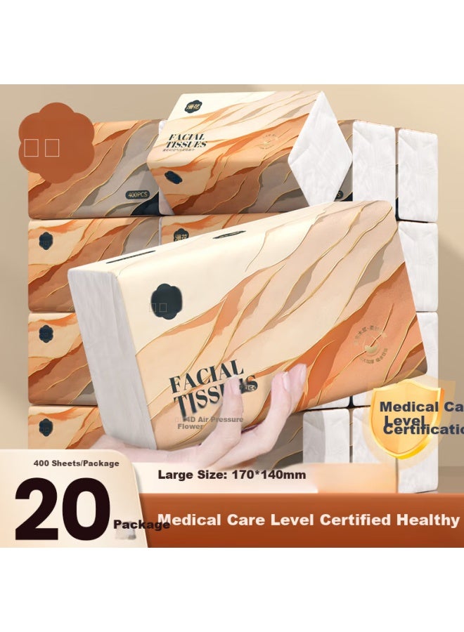 Diffuse Flowers Manhua Air Cushion Facial Tissue 400 Sheets * 20 Large Packs M Size Paper Towels Household Box Of Facial Tissue Napkins - Image 1