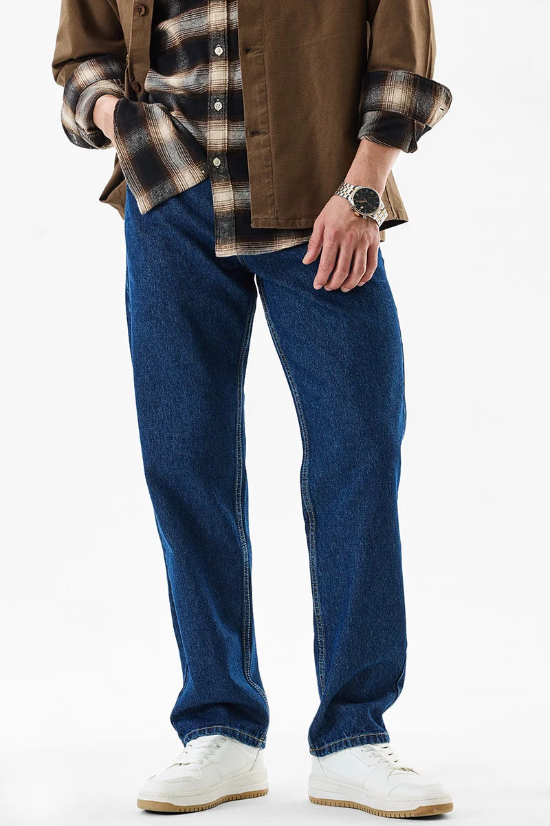 سنيتش Blue Solid Relaxed Casual Jeans