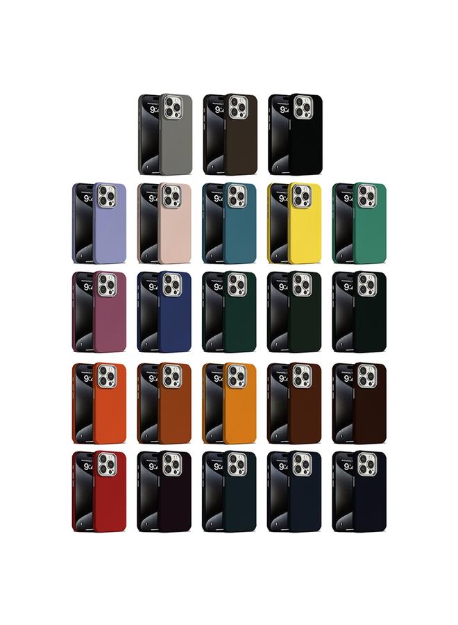 S-TOP Case For iPhone 14 Pro Max Skin Feel Fine Leather Texture Metal Lens Frame MagSafe Phone Case - Image 2