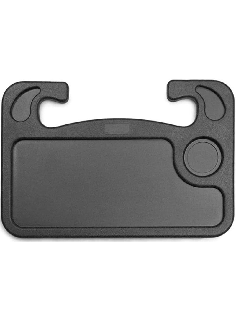 2-Sided Car Steering Wheel Tray Table | Hook-On Multifunctional Car Desk for Food Eating & Laptop Working | Portable Auto Steering Wheel Desk with Cup Holder Pen Slot, Black - Image 1