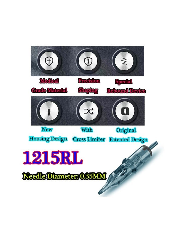 5 قطع من إبر الوشم التي تستخدم لمرة واحدة، إبر الوشم الآمنة المعقمة، مقاس 1215RL - Image 3