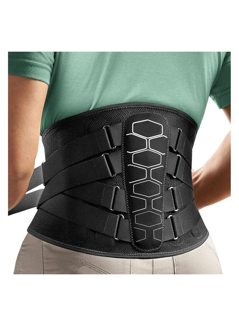 SYOSI دعامة ظهر لتخفيف آلام أسفل الظهر مع نظام بكرة حزام دعم القطن مع وسادة قطنية تصميم مريح ومواد ناعمة قابلة للتنفس بتقنية 3D للقرص المنفتق وعلاج عرق النسا للرجال والنساء، L - Image 1