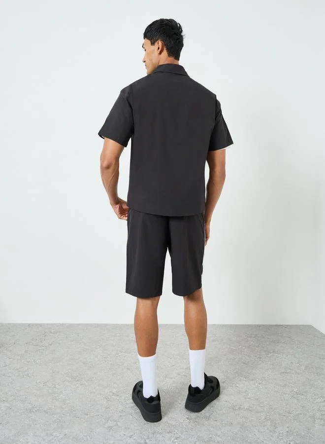 Take Two  Men Black Graphic Zip-Up Jacket and Shorts Co-Ords for Men | Best Price UAE