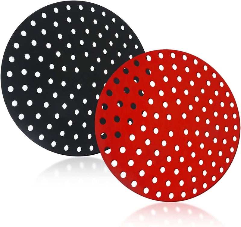 AERROW QUICK AERROW QUICK Silicone Air Fryer Liners Non Stick Easy Clean Air Fryer mats Pad Accessories Parchment Paper Replacement for Air Fryer Basket Air Frying Steaming and Oven Baking Pack 2  - Image 1