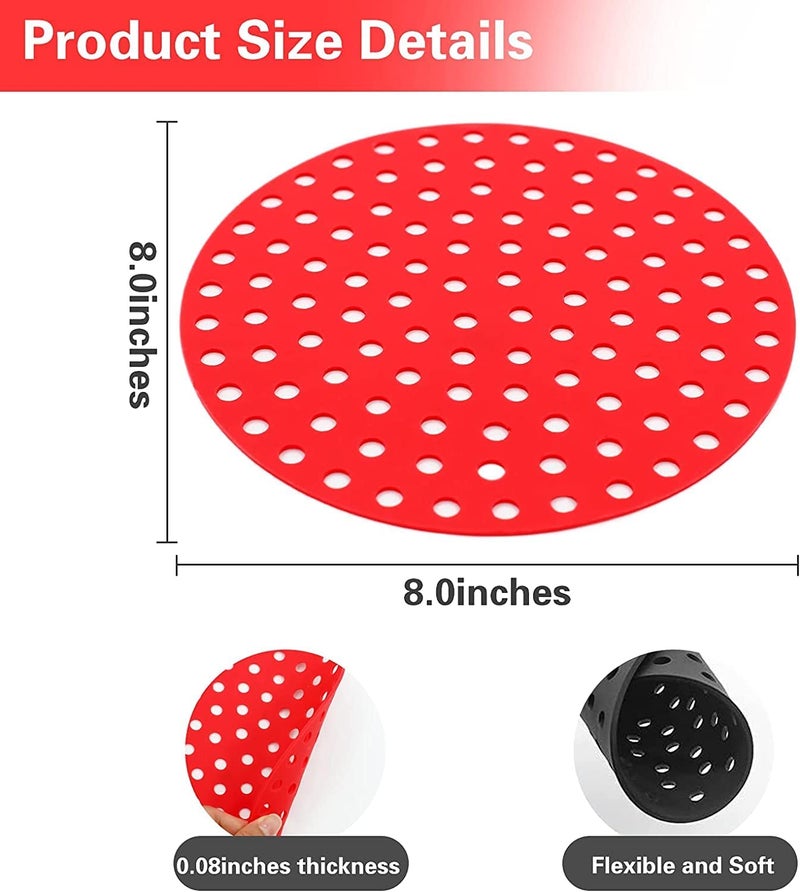 AERROW QUICK AERROW QUICK Silicone Air Fryer Liners Non Stick Easy Clean Air Fryer mats Pad Accessories Parchment Paper Replacement for Air Fryer Basket Air Frying Steaming and Oven Baking Pack 2  - Image 5