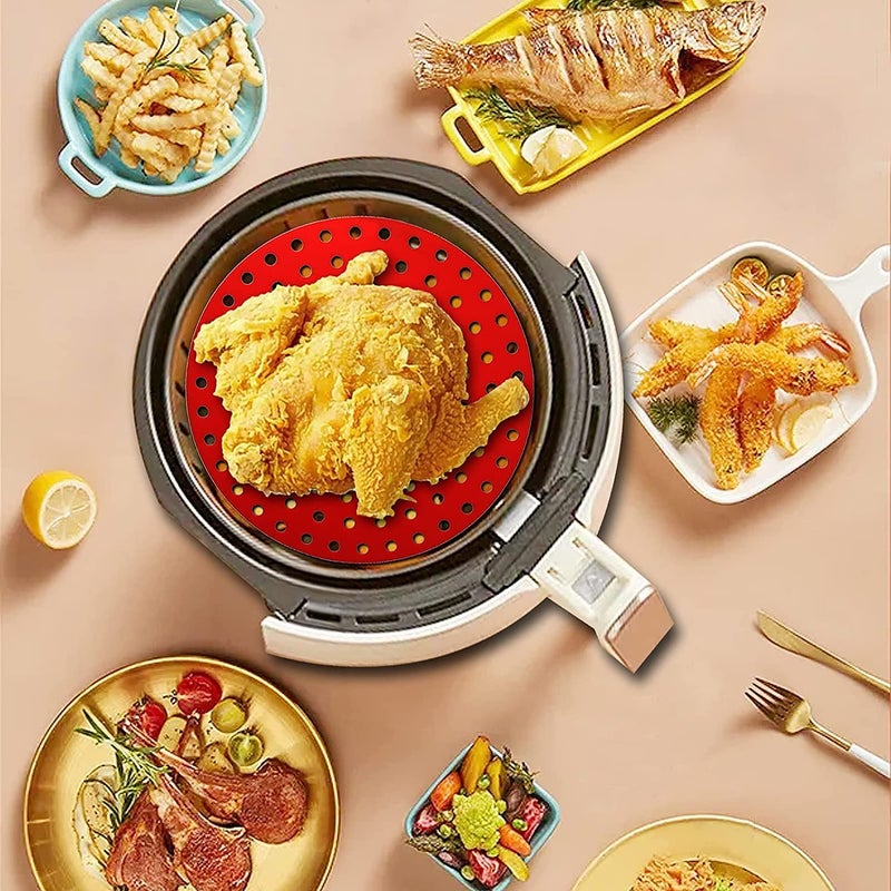 AERROW QUICK AERROW QUICK Silicone Air Fryer Liners Non Stick Easy Clean Air Fryer mats Pad Accessories Parchment Paper Replacement for Air Fryer Basket Air Frying Steaming and Oven Baking Pack 2  - Image 4