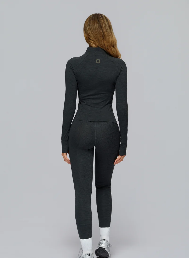 KAWN.YOGA Licorice Black Fitted High-Neck Jacket for Women | Best Price UAE