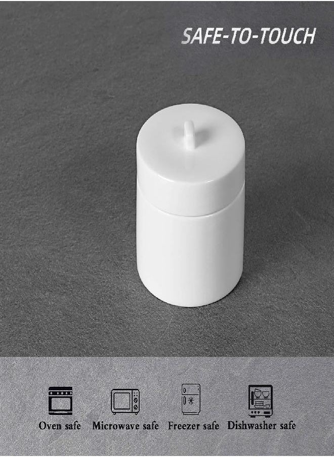 LEETOYI LEETOYI Ceramic Cotton Swabs Holder Organizer with Lid,Storage Canisters for Cotton Swabs,Cotton Balls,Makeup Sponges, Hair Ties,Bath Salts, and Easy To Clean (White) 