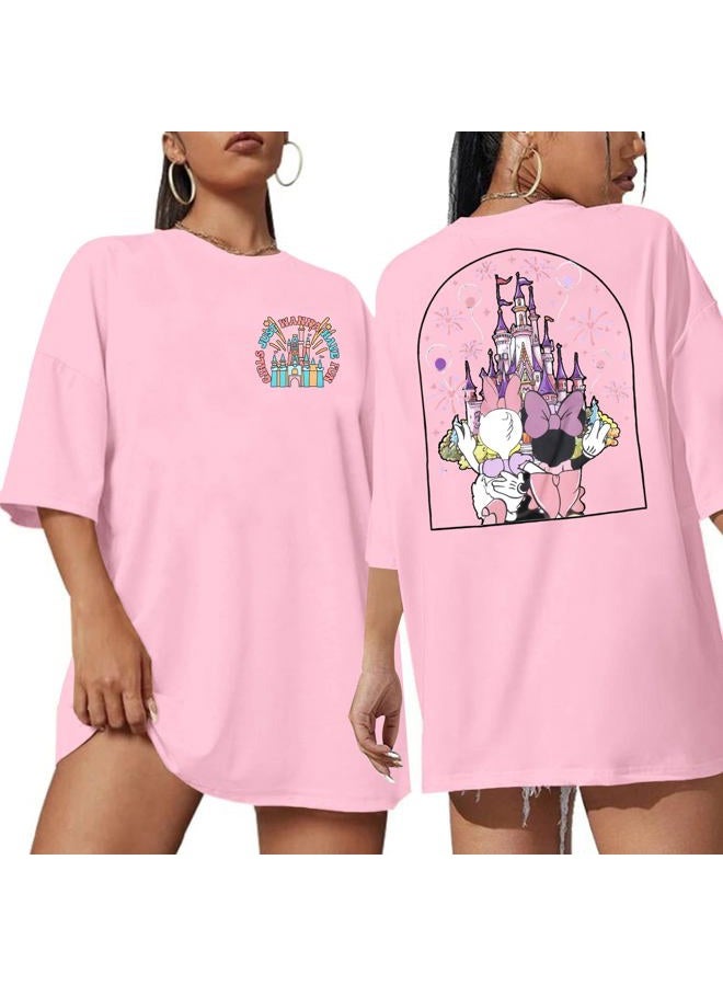 VILOVE Magic Kingdom Shirt Women Girls Just Wanna Have Fun Shirt Girls Trip T-Shirt Cute Magical Tee Summer Vacation Tops, Light Pink, M - Image 1