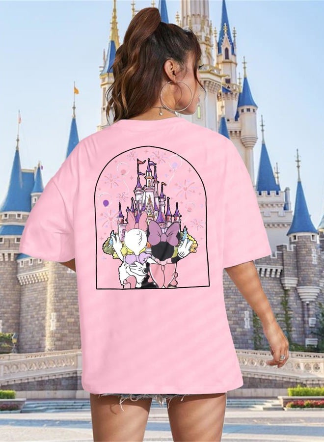 VILOVE Magic Kingdom Shirt Women Girls Just Wanna Have Fun Shirt Girls Trip T-Shirt Cute Magical Tee Summer Vacation Tops, Light Pink, M - Image 5