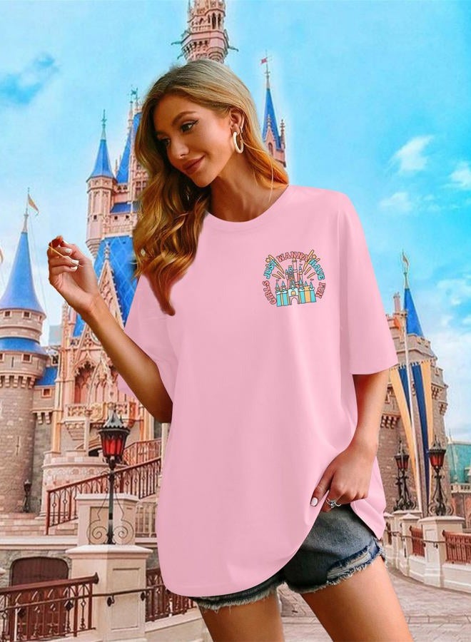 VILOVE Magic Kingdom Shirt Women Girls Just Wanna Have Fun Shirt Girls Trip T-Shirt Cute Magical Tee Summer Vacation Tops, Light Pink, M - Image 4