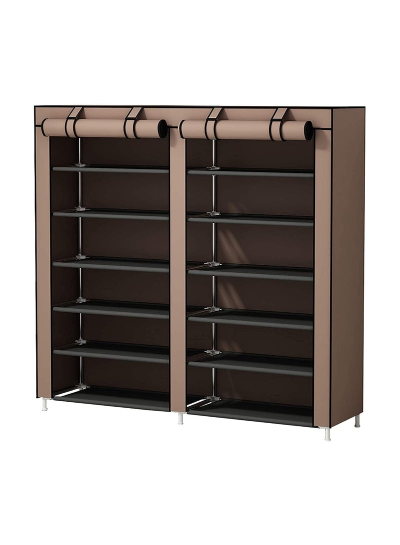 BLOOMING TIME 12 Tier Shoe Rack with Dustproof Cover(brown) - Image 3