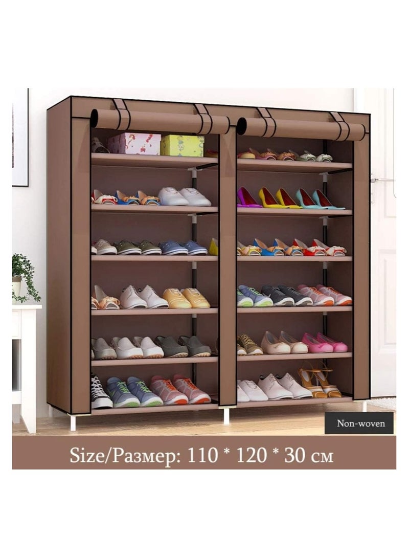 BLOOMING TIME 12 Tier Shoe Rack with Dustproof Cover(brown) - Image 5