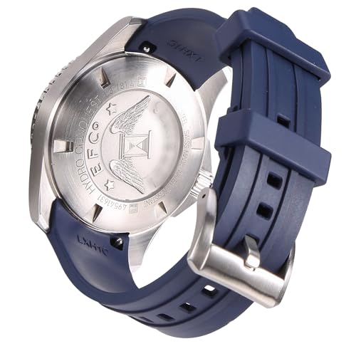 INO Design StrapXPro(LXH1C) 21mm Watch Band Quick Release FKM Rubber Curved End Watch Strap Replacement for Longines Hydroconquest/Conquest (2007-2022 ver.)，Navy Blue with Silver Clasp - Image 1