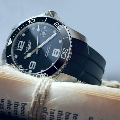 INO Design StrapXPro(LXH1C) 21mm Watch Band Quick Release FKM Rubber Curved End Watch Strap Replacement for Longines Hydroconquest/Conquest (2007-2022 ver.)，Navy Blue with Silver Clasp - Image 2