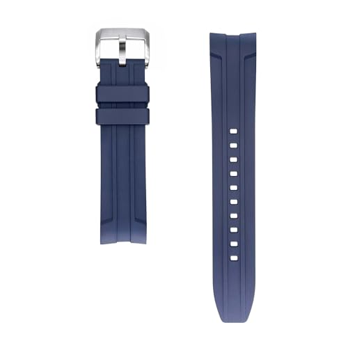 INO Design StrapXPro(LXH1C) 21mm Watch Band Quick Release FKM Rubber Curved End Watch Strap Replacement for Longines Hydroconquest/Conquest (2007-2022 ver.)，Navy Blue with Silver Clasp - Image 5