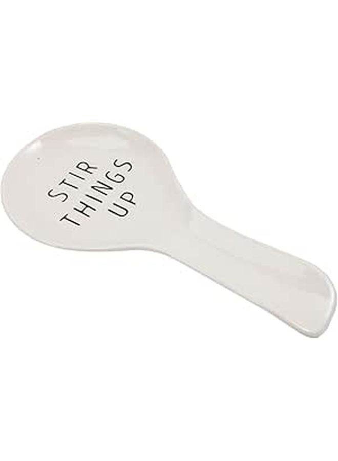 White Porcelain Ceramic Spoon Rest Heat Resistant Kitchen Scoop Holder - Image 1